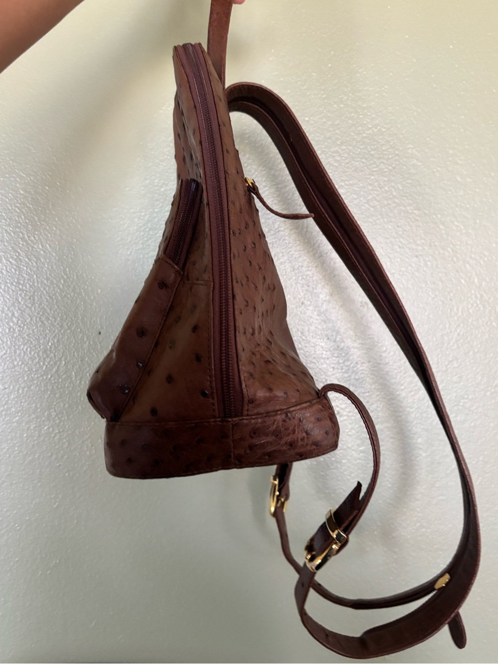 Brown Ostrich Leather Backpack - Picture 4 of 9